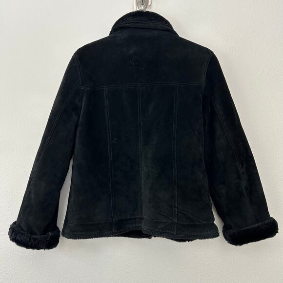 Vintage UTEX Design suede faux fur lined coat 90s Y2K boho grunge goth winter M - Picture 7 of 10